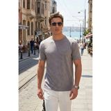 Buratti Pamuklu Regular Fit Çizgili Bisiklet Yaka T Shirt Erkek T Shirt 5904030 - Açık Haki - XL
