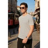 Buratti Pamuklu Regular Fit Çizgili Bisiklet Yaka T Shirt Erkek T Shirt 5904030 - Beyaz - 2XL