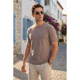 Buratti Pamuklu Regular Fit Çizgili Bisiklet Yaka T Shirt Erkek T Shirt 5904030 - Kahve