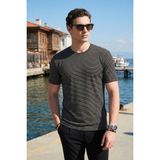 Buratti Pamuklu Regular Fit Çizgili Bisiklet Yaka T Shirt Erkek T Shirt 5904030 - Siyah - 2XL
