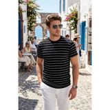 Buratti Pamuklu Regular Fit Çizgili Bisiklet Yaka T Shirt Erkek T Shirt 5904039 - Siyah