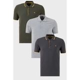 Buratti Pamuklu Regular Fit Düğmeli Polo Yaka 3'lü Paket T Shirt Erkek T Shirt 590211827S3 - Antrasit - Gri - Yeşil