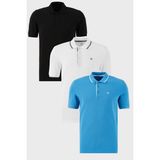 Buratti Pamuklu Regular Fit Düğmeli Polo Yaka 3'lü Paket T Shirt Erkek T Shirt 590211827S3 - Beyaz - Koyu Mavi - Siyah