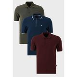 Buratti Pamuklu Regular Fit Düğmeli Polo Yaka 3'lü Paket T Shirt Erkek T Shirt 590211827S3 - Bordo - Indigo