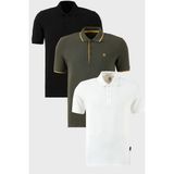 Buratti Pamuklu Regular Fit Düğmeli Polo Yaka 3'lü Paket T Shirt Erkek T Shirt 590211827S3 - Siyah - Beyaz - Haki - XL