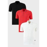 Buratti Pamuklu Regular Fit Düğmeli Polo Yaka 3'lü Paket T Shirt Erkek T Shirt 590211827S3 - Siyah - Beyaz - Kırmızı
