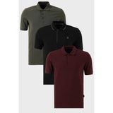 Buratti Pamuklu Regular Fit Düğmeli Polo Yaka 3'lü Paket T Shirt Erkek T Shirt 590211827S3 - Vişne - Siyah