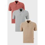 Buratti Pamuklu Regular Fit Düğmeli Polo Yaka 3'lü Paket T Shirt Erkek T SHİRT 5902127S3 - 2XL - Vizon - Gülkurusu