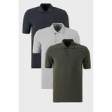 Buratti Pamuklu Regular Fit Düğmeli Polo Yaka 3'lü Paket T Shirt Erkek T Shirt 5902127S3 - Antrasit - Gri - Yeşil