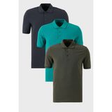 Buratti Pamuklu Regular Fit Düğmeli Polo Yaka 3'lü Paket T Shirt Erkek T Shirt 5902127S3 - Antrasit - Haki - 2XL