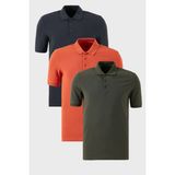 Buratti Pamuklu Regular Fit Düğmeli Polo Yaka 3'lü Paket T Shirt Erkek T Shirt 5902127S3 - Antrasit - Haki - Tarçın
