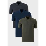 Buratti Pamuklu Regular Fit Düğmeli Polo Yaka 3'lü Paket T Shirt Erkek T Shirt 5902127S3 - Antrasit - Haki