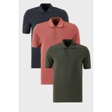 Buratti Pamuklu Regular Fit Düğmeli Polo Yaka 3'lü Paket T Shirt Erkek T Shirt 5902127S3 - Antrasit - Pudra