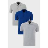 Buratti Pamuklu Regular Fit Düğmeli Polo Yaka 3'lü Paket T Shirt Erkek T SHİRT 5902127S3 - Gri Melanj - Saks