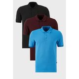Buratti Pamuklu Regular Fit Düğmeli Polo Yaka 3'lü Paket T Shirt Erkek T Shirt 5902127S3 - Lacivert - Bordo - Siyah