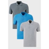 Buratti Pamuklu Regular Fit Düğmeli Polo Yaka 3'lü Paket T Shirt Erkek T SHİRT 5902127S3 - Lacivert - Haki - Gri