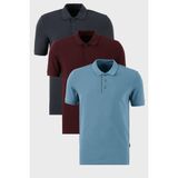 Buratti Pamuklu Regular Fit Düğmeli Polo Yaka 3'lü Paket T Shirt Erkek T Shirt 5902127S3 - Mavi - Bordo