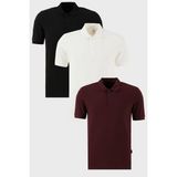 Buratti Pamuklu Regular Fit Düğmeli Polo Yaka 3'lü Paket T Shirt Erkek T SHİRT 5902127S3 - Siyah - Beyaz - Bordo