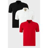 Buratti Pamuklu Regular Fit Düğmeli Polo Yaka 3'lü Paket T Shirt Erkek T Shirt 5902127S3 - Siyah - Beyaz - Kırmızı