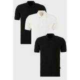 Buratti Pamuklu Regular Fit Düğmeli Polo Yaka 3'lü Paket T Shirt Erkek T SHİRT 5902127S3 - Siyah - Beyaz - Siyah