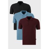 Buratti Pamuklu Regular Fit Düğmeli Polo Yaka 3'lü Paket T Shirt Erkek T Shirt 5902127S3 - Siyah - Bordo - Mavi