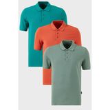 Buratti Pamuklu Regular Fit Düğmeli Polo Yaka 3'lü Paket T Shirt Erkek T Shirt 5902127S3 - Tarçın - Yeşil