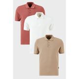 Buratti Pamuklu Regular Fit Düğmeli Polo Yaka 3'lü Paket T Shirt Erkek T SHİRT 5902127S3 - XL - Beyaz - Gül