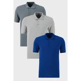 Buratti Pamuklu Regular Fit Düğmeli Polo Yaka 3'lü Paket T Shirt Erkek T SHİRT 5902127S3 - XL - Saks - Haki