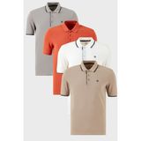 Buratti Pamuklu Regular Fit Düğmeli Polo Yaka 4'lü Paket T Shirt Erkek T Shirt 590211827S4 - Beyaz - Tarçın