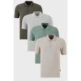 Buratti Pamuklu Regular Fit Düğmeli Polo Yaka 4'lü Paket T Shirt Erkek T Shirt 590211827S4 - Haki - Kül Rengi
