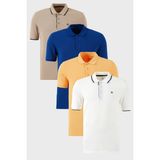 Buratti Pamuklu Regular Fit Düğmeli Polo Yaka 4'lü Paket T Shirt Erkek T Shirt 590211827S4 - Hardal - Saks