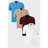 Buratti Pamuklu Regular Fit Düğmeli Polo Yaka 4'lü Paket T Shirt Erkek T Shirt 590211827S4 - Koyu Mavi - Beyaz - XL