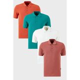Buratti Pamuklu Regular Fit Düğmeli Polo Yaka 4'lü Paket T Shirt Erkek T SHİRT 5902127S4 - Beyaz - Yeşil - Pembe