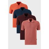 Buratti Pamuklu Regular Fit Düğmeli Polo Yaka 4'lü Paket T Shirt Erkek T Shirt 5902127S4 - Bordo - Lacivert