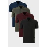 Buratti Pamuklu Regular Fit Düğmeli Polo Yaka 4'lü Paket T Shirt Erkek T Shirt 5902127S4 - Haki - Bordo - Lacivert - XL