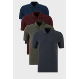 Buratti Pamuklu Regular Fit Düğmeli Polo Yaka 4'lü Paket T Shirt Erkek T Shirt 5902127S4 - Haki - Bordo - Lacivert