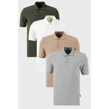 Buratti Pamuklu Regular Fit Düğmeli Polo Yaka 4'lü Paket T Shirt Erkek T SHİRT 5902127S4 - Haki - Vizon