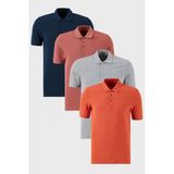 Buratti Pamuklu Regular Fit Düğmeli Polo Yaka 4'lü Paket T Shirt Erkek T SHİRT 5902127S4 - Indigo - Gri