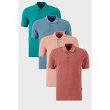 Buratti Pamuklu Regular Fit Düğmeli Polo Yaka 4'lü Paket T Shirt Erkek T Shirt 5902127S4 - Mavi - Pudra