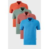 Buratti Pamuklu Regular Fit Düğmeli Polo Yaka 4'lü Paket T Shirt Erkek T Shirt 5902127S4 - Mavi - Tarçın