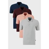 Buratti Pamuklu Regular Fit Düğmeli Polo Yaka 4'lü Paket T Shirt Erkek T Shirt 5902127S4 - Pudra - Indigo