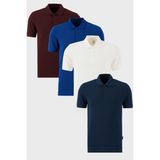 Buratti Pamuklu Regular Fit Düğmeli Polo Yaka 4'lü Paket T Shirt Erkek T SHİRT 5902127S4 - Saks - Bordo - Beyaz
