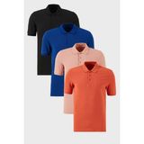 Buratti Pamuklu Regular Fit Düğmeli Polo Yaka 4'lü Paket T Shirt Erkek T Shirt 5902127S4 - Saks Mavi - Tarçın