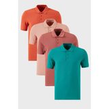 Buratti Pamuklu Regular Fit Düğmeli Polo Yaka 4'lü Paket T Shirt Erkek T Shirt 5902127S4 - Tarçın - Yeşil