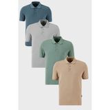 Buratti Pamuklu Regular Fit Düğmeli Polo Yaka 4'lü Paket T Shirt Erkek T Shirt 5902127S4 - Vizon - Yeşil