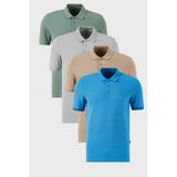 Buratti Pamuklu Regular Fit Düğmeli Polo Yaka 4'lü Paket T Shirt Erkek T Shirt 5902127S4 - Yeşil - Lacivet