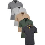 Buratti Pamuklu Regular Fit Düğmeli Polo Yaka 5'li Paket T Shirt Erkek T Shirt 590211827S5 - Gri Melanj - Antrasit - 2XL
