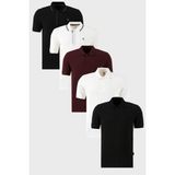 Buratti Pamuklu Regular Fit Düğmeli Polo Yaka 5'li Paket T Shirt Erkek T Shirt 590211827S5 - Siyah - Beyaz - Bordo