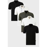 Buratti Pamuklu Regular Fit Düğmeli Polo Yaka 5'li Paket T Shirt Erkek T Shirt 590211827S5 - Siyah - Beyaz - Haki - XL