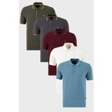 Buratti Pamuklu Regular Fit Düğmeli Polo Yaka 5'li Paket T Shirt Erkek T SHİRT 590211827S5